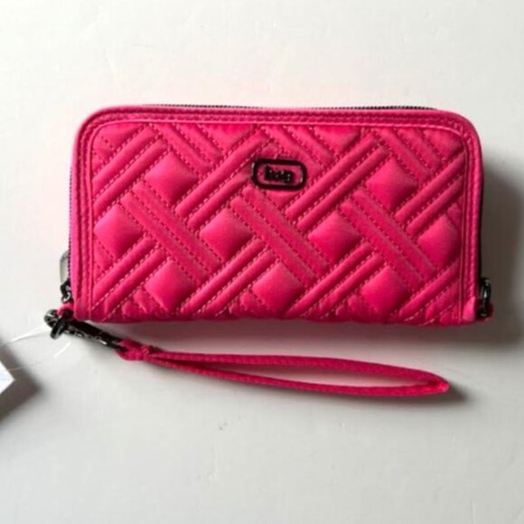 Lug Whirly RFID Wristlet Wallet Powerful Pink - Micro Houndstooth Pink Interior - Picture 5 of 12